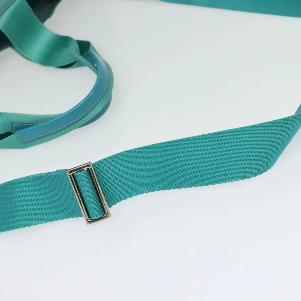 PRADA Tote Bag Nylon 2way Turquoise Blue Silver Auth ti3401 - Picture 10 of 16